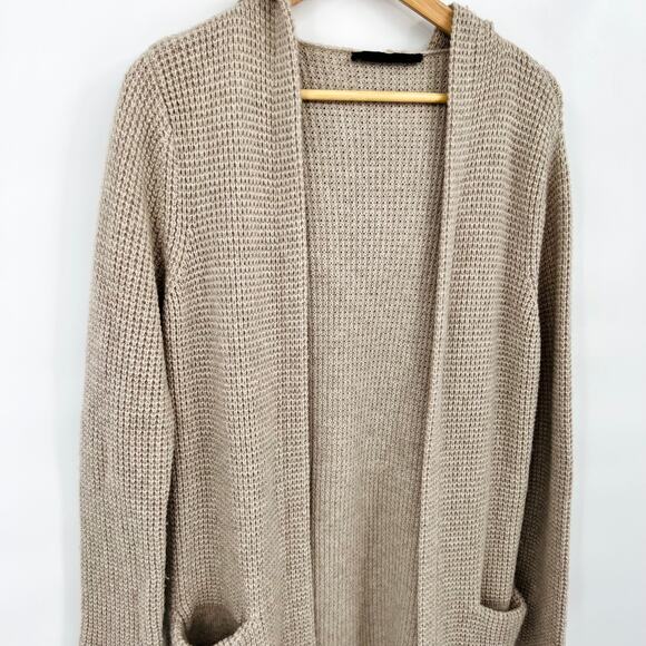 Jenni Kayne EUC Oatmeal Hooded Waffle Cardigan Wool Cashmere Women's Small - Picture 9 of 10